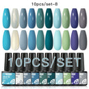Mtssii 10Pcs/set Color Gel Nail Polish Set 100 Colors Semi Permanent UV Led Gel Varnish Soak Off Nail Lacquers Base Top Coat