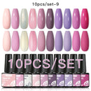 Mtssii 10Pcs/set Color Gel Nail Polish Set 100 Colors Semi Permanent UV Led Gel Varnish Soak Off Nail Lacquers Base Top Coat