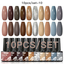 Mtssii 10Pcs/set Color Gel Nail Polish Set 100 Colors Semi Permanent UV Led Gel Varnish Soak Off Nail Lacquers Base Top Coat