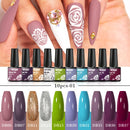 Mtssii 10Pcs/set Color Gel Nail Polish Set 100 Colors Semi Permanent UV Led Gel Varnish Soak Off Nail Lacquers Base Top Coat