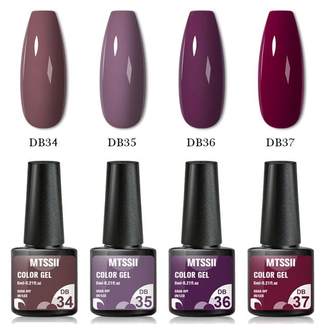 Mtssii 10Pcs/set Color Gel Nail Polish Set 100 Colors Semi Permanent UV Led Gel Varnish Soak Off Nail Lacquers Base Top Coat