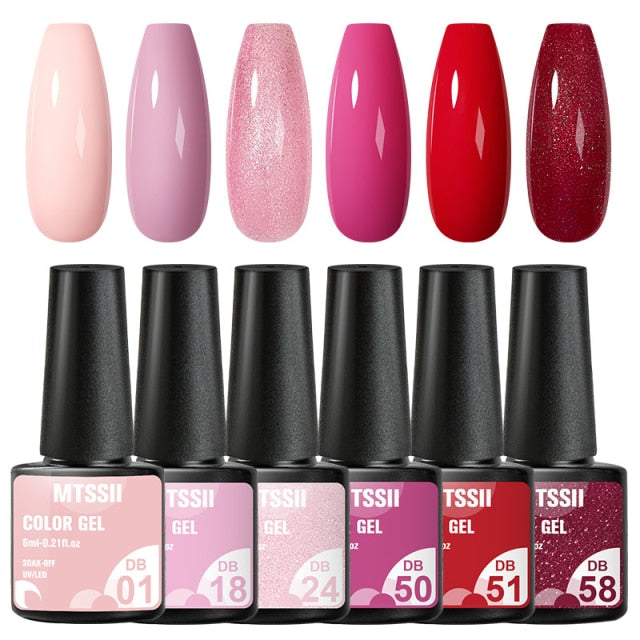 Mtssii 10Pcs/set Color Gel Nail Polish Set 100 Colors Semi Permanent UV Led Gel Varnish Soak Off Nail Lacquers Base Top Coat