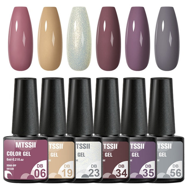 Mtssii 10Pcs/set Color Gel Nail Polish Set 100 Colors Semi Permanent UV Led Gel Varnish Soak Off Nail Lacquers Base Top Coat