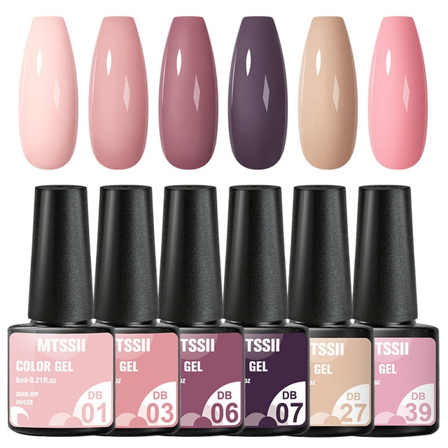 Mtssii 10Pcs/set Color Gel Nail Polish Set 100 Colors Semi Permanent UV Led Gel Varnish Soak Off Nail Lacquers Base Top Coat