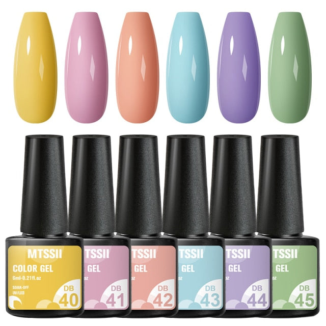 Mtssii 10Pcs/set Color Gel Nail Polish Set 100 Colors Semi Permanent UV Led Gel Varnish Soak Off Nail Lacquers Base Top Coat