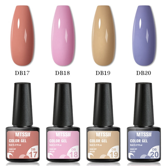 Mtssii 10Pcs/set Color Gel Nail Polish Set 100 Colors Semi Permanent UV Led Gel Varnish Soak Off Nail Lacquers Base Top Coat