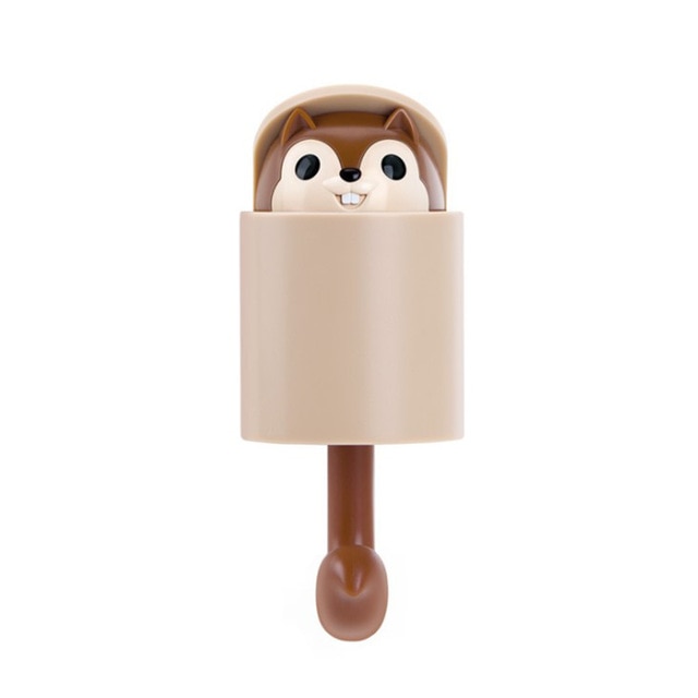 Creative Home Decor Cartoon Animal Squirrel Head Hiding Storage Bathroom Kitchen Hanging Hook Pasting Wall Hooks Children Gift