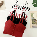 gkfnmt Crop Top  Women Camis Halter Top Women Camisole 2021 Summer Sexy Sleeveless Slim Low Chest Button Plus Size 3XL Clothing