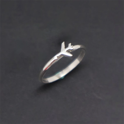 MKENDN Airplane Couple Ring for Women Men Pilot & Flight Butterfly Dinosaur Shark Ring Attendant Wedding Set Aviation Lover Gift