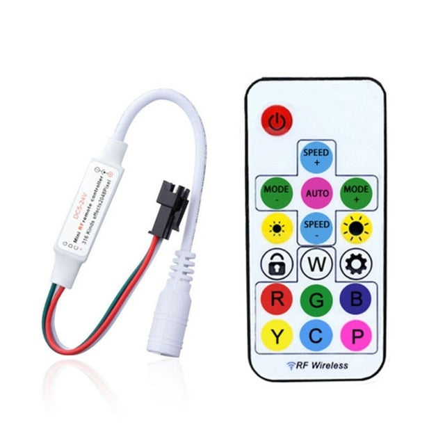 WS2811 WS2812B Led Pixels Strip Light Controller USB/DC MINI 3Keys RF 14/17/21Keys Led Tape Remote Controller DC5-24V