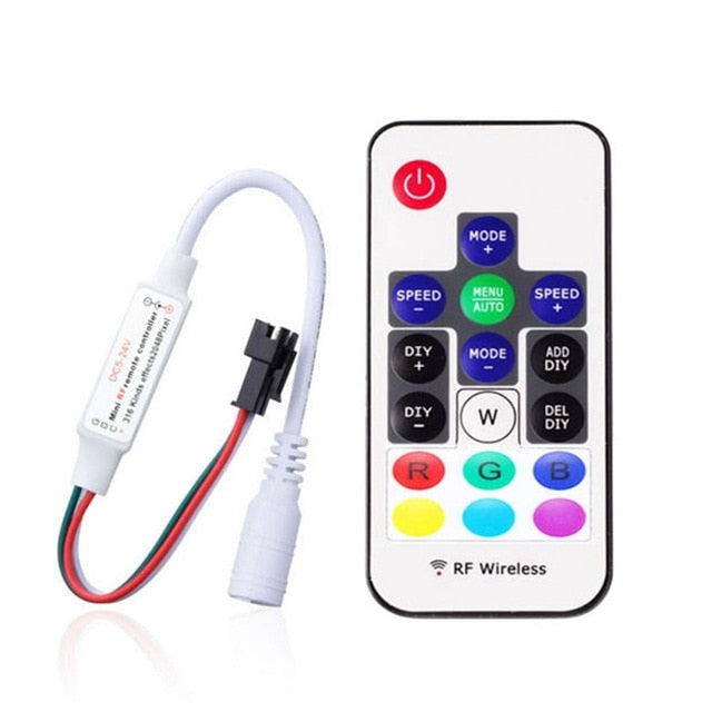 WS2811 WS2812B Led Pixels Strip Light Controller USB/DC MINI 3Keys RF 14/17/21Keys Led Tape Remote Controller DC5-24V