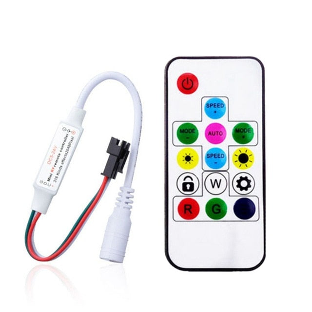 WS2811 WS2812B Led Pixels Strip Light Controller USB/DC MINI 3Keys RF 14/17/21Keys Led Tape Remote Controller DC5-24V