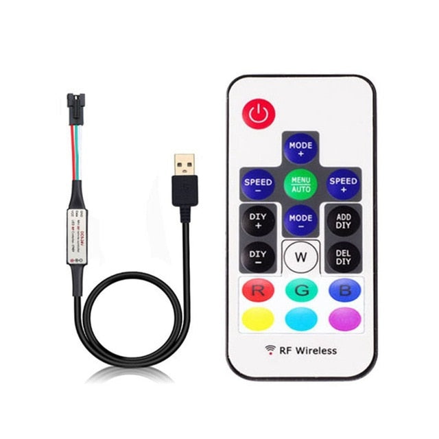WS2811 WS2812B Led Pixels Strip Light Controller USB/DC MINI 3Keys RF 14/17/21Keys Led Tape Remote Controller DC5-24V