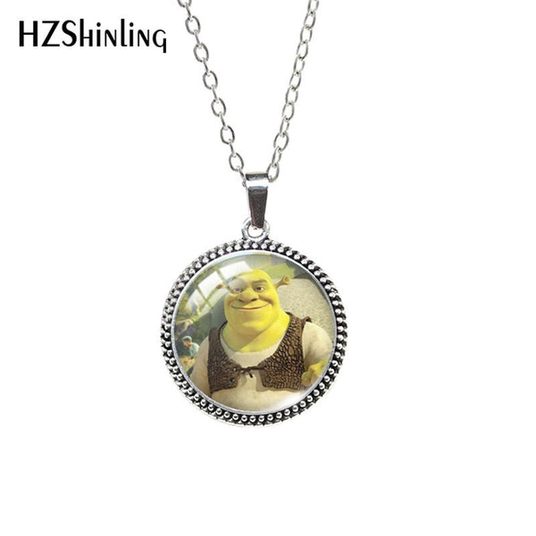 2020 Antique Necklace Cartoon Shrek Glass Cabochon Necklace Retro Pendants Jewelry