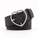 Double Ring Belts For Women Fashion Dress Jeans Belt PU Leather Metal Buckle Heart Pin Waist Belts Lady Girls Leisure Waistband