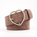 Double Ring Belts For Women Fashion Dress Jeans Belt PU Leather Metal Buckle Heart Pin Waist Belts Lady Girls Leisure Waistband