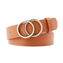 Double Ring Belts For Women Fashion Dress Jeans Belt PU Leather Metal Buckle Heart Pin Waist Belts Lady Girls Leisure Waistband