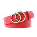 Double Ring Belts For Women Fashion Dress Jeans Belt PU Leather Metal Buckle Heart Pin Waist Belts Lady Girls Leisure Waistband
