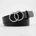 Double Ring Belts For Women Fashion Dress Jeans Belt PU Leather Metal Buckle Heart Pin Waist Belts Lady Girls Leisure Waistband
