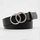 Double Ring Belts For Women Fashion Dress Jeans Belt PU Leather Metal Buckle Heart Pin Waist Belts Lady Girls Leisure Waistband