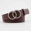Double Ring Belts For Women Fashion Dress Jeans Belt PU Leather Metal Buckle Heart Pin Waist Belts Lady Girls Leisure Waistband