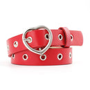Double Ring Belts For Women Fashion Dress Jeans Belt PU Leather Metal Buckle Heart Pin Waist Belts Lady Girls Leisure Waistband