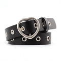 Double Ring Belts For Women Fashion Dress Jeans Belt PU Leather Metal Buckle Heart Pin Waist Belts Lady Girls Leisure Waistband