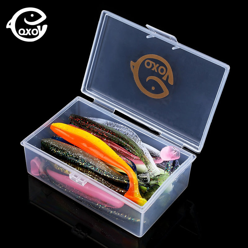 QXO Fishing Soft Lure Worm With Box Silicone Bait Swimbait Streamer Sea Fishing Spoon Lure 7cm 10cm Wobbler Set