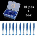 QXO Fishing Soft Lure Worm With Box Silicone Bait Swimbait Streamer Sea Fishing Spoon Lure 7cm 10cm Wobbler Set