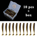 QXO Fishing Soft Lure Worm With Box Silicone Bait Swimbait Streamer Sea Fishing Spoon Lure 7cm 10cm Wobbler Set