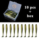 QXO Fishing Soft Lure Worm With Box Silicone Bait Swimbait Streamer Sea Fishing Spoon Lure 7cm 10cm Wobbler Set