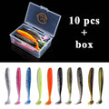 QXO Fishing Soft Lure Worm With Box Silicone Bait Swimbait Streamer Sea Fishing Spoon Lure 7cm 10cm Wobbler Set