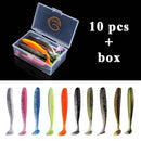 QXO Fishing Soft Lure Worm With Box Silicone Bait Swimbait Streamer Sea Fishing Spoon Lure 7cm 10cm Wobbler Set