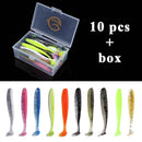 QXO Fishing Soft Lure Worm With Box Silicone Bait Swimbait Streamer Sea Fishing Spoon Lure 7cm 10cm Wobbler Set