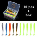 QXO Fishing Soft Lure Worm With Box Silicone Bait Swimbait Streamer Sea Fishing Spoon Lure 7cm 10cm Wobbler Set