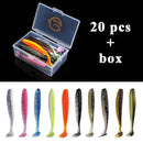 QXO Fishing Soft Lure Worm With Box Silicone Bait Swimbait Streamer Sea Fishing Spoon Lure 7cm 10cm Wobbler Set