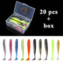 QXO Fishing Soft Lure Worm With Box Silicone Bait Swimbait Streamer Sea Fishing Spoon Lure 7cm 10cm Wobbler Set
