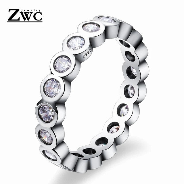 Fashion Luxury Crystal Engagement Ring for Women AAA White Cubic Zirconia Silver color Rings 2020 Wedding Trend Female Jewerly