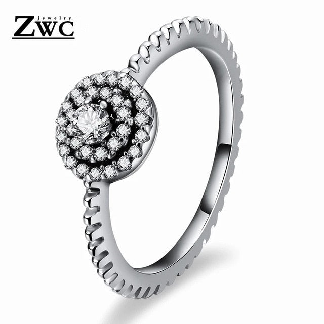 Fashion Luxury Crystal Engagement Ring for Women AAA White Cubic Zirconia Silver color Rings 2020 Wedding Trend Female Jewerly