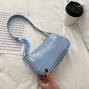 Crocodile Pattern Baguette Handbag For Women 2021 Candy Color Chain Ladies Small Shoulder Bags Fashion Design Leather Armpit Bag