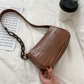 Crocodile Pattern Baguette Handbag For Women 2021 Candy Color Chain Ladies Small Shoulder Bags Fashion Design Leather Armpit Bag