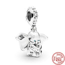 100% 925 Sterling Silver Feather Family Tree Snowflakes Boy Dangle Beads Fit Original Pandora Charms Bracelets DIY Women Jewelry