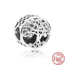 100% 925 Sterling Silver Feather Family Tree Snowflakes Boy Dangle Beads Fit Original Pandora Charms Bracelets DIY Women Jewelry