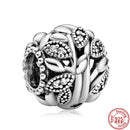 100% 925 Sterling Silver Feather Family Tree Snowflakes Boy Dangle Beads Fit Original Pandora Charms Bracelets DIY Women Jewelry