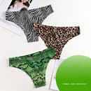 Sexy Women Seamless Underwear High Quality Women's Panties Print Tanga Low-rise Lingerie Ice Silk Intimate Briefs Striped Panty