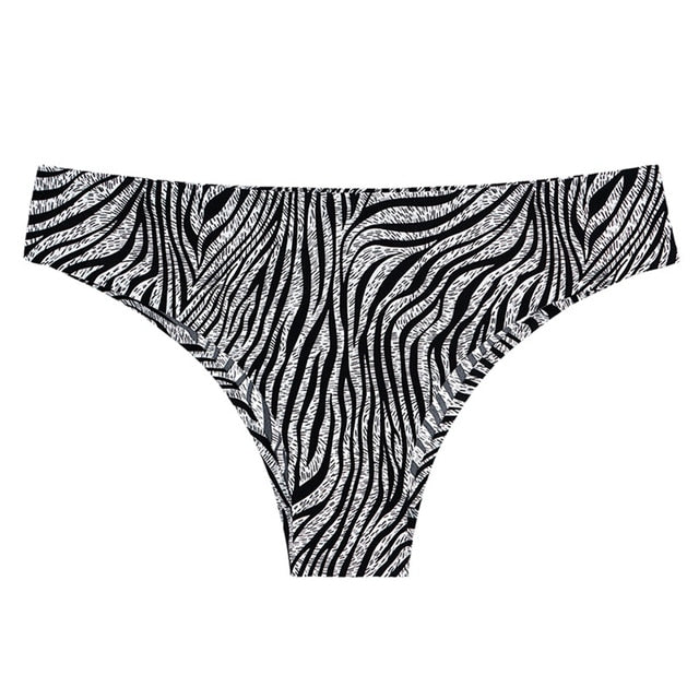 Sexy Women Seamless Underwear High Quality Women's Panties Print Tanga Low-rise Lingerie Ice Silk Intimate Briefs Striped Panty