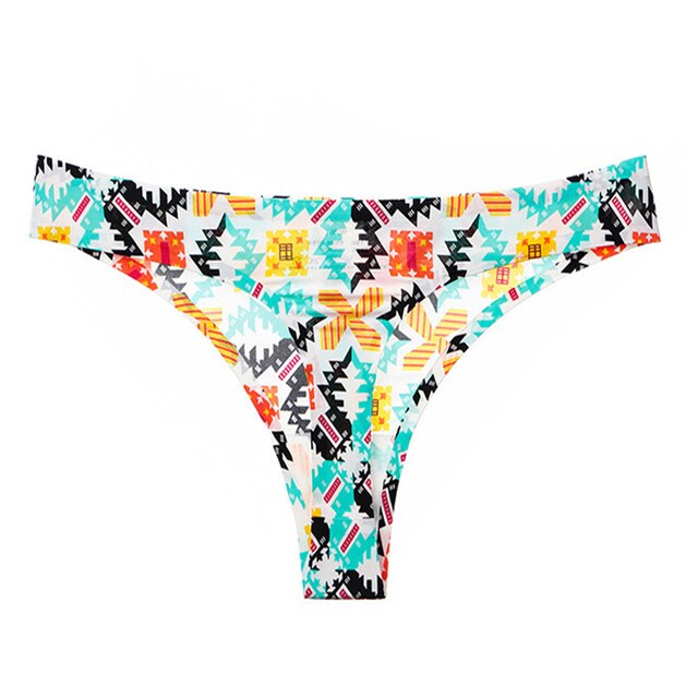 Sexy Women Seamless Underwear High Quality Women's Panties Print Tanga Low-rise Lingerie Ice Silk Intimate Briefs Striped Panty