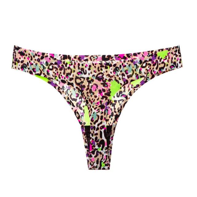 Sexy Women Seamless Underwear High Quality Women's Panties Print Tanga Low-rise Lingerie Ice Silk Intimate Briefs Striped Panty