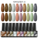 Mtssii 10Pcs/set Color Gel Nail Polish Set 100 Colors Semi Permanent UV Led Gel Varnish Soak Off Nail Lacquers Base Top Coat