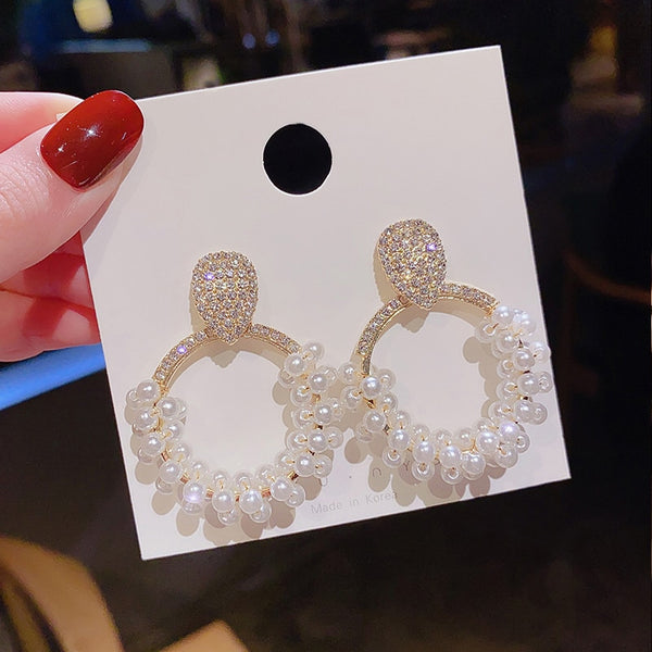 New earrings 2020 tide simple female senior sense niche small French net red earrings small earrings Elegant Prevent Allergy